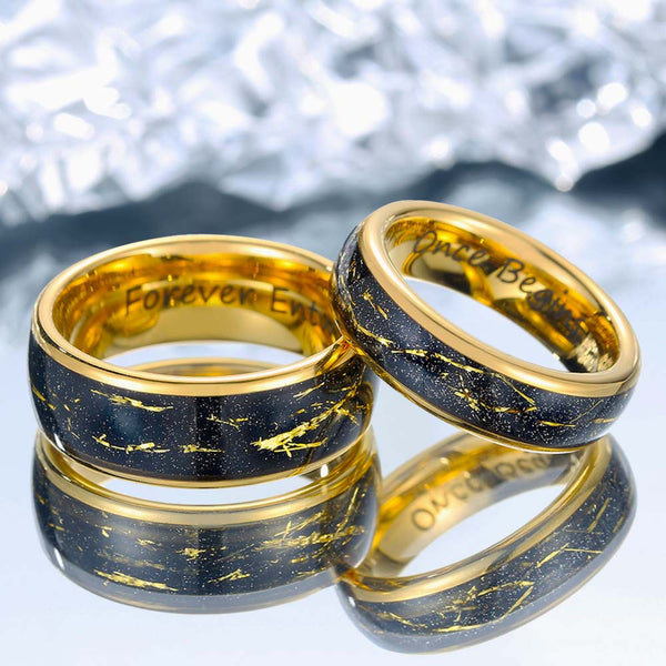 Wolfraam Ringen Goud met Goudfolie - Tijdgraveur