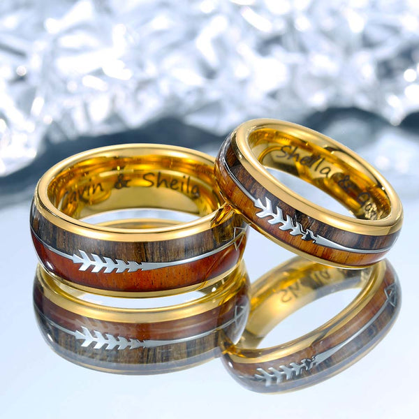 Wolfraam Ringen Goud met Koahout - Begeleiding van Wijzen