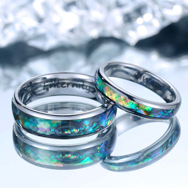 Wolfraam Ringen Zilver met Parelmoer - Regenboog Wever