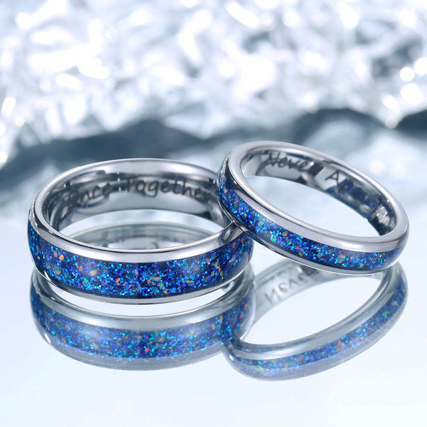 Wolfraam Ringen Zilver met Opaal - Blauwe Stip Oceaan