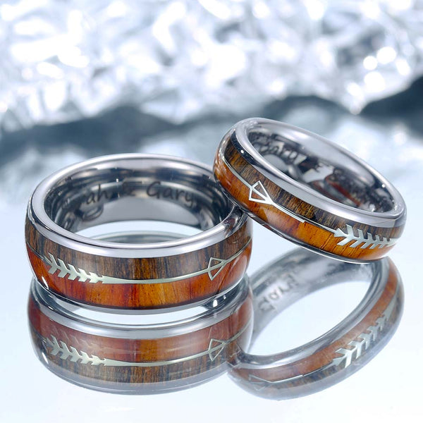 Wolfraam Ringen Zilver met Koahout - Begeleiding van Wijzen