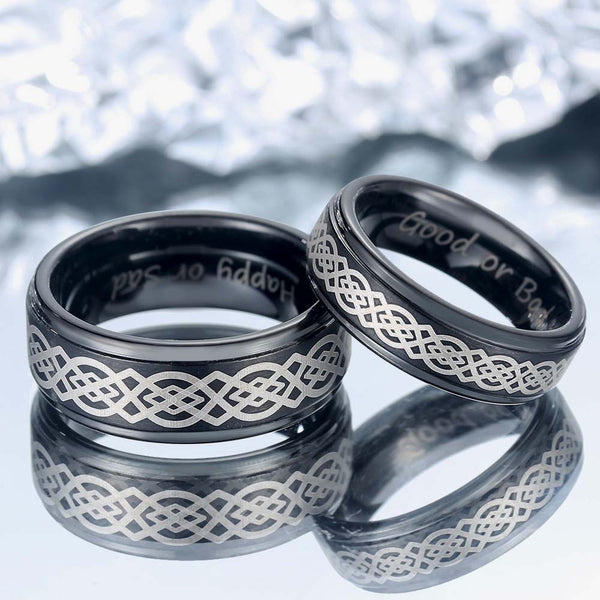 Infinity Keltische Knoop Wolfraam Ringen Zwart