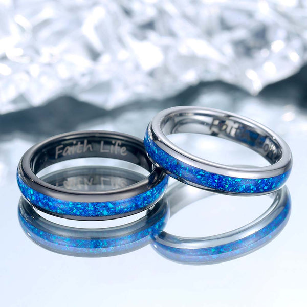 Wolfraam Ringen met Opaal - Blauwe Meditator